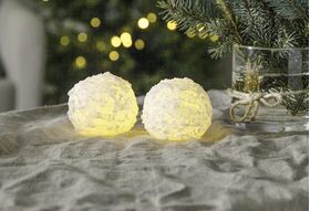 STAR TRADING LED-Kugelkerze 'Snowball' 2er Set 2 x Kugelkerze, 2 x Batterie CR2032