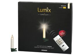 KRINNER Christbaumkerze 'Lumix Superlight' Mini 12er Set, inkl. 12 x AAA Batterien, Fernbedienung mit CR2032 Batterie