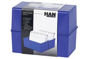 HAN Karteibox DIN A6 quer blau inkl. 100 Karten und A-Z Register