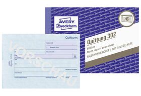 AVERY ZWECKFORM Quittung A6m.Mwst.50BL 302