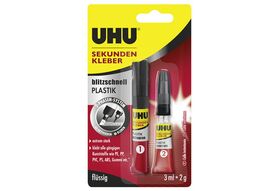 UHU Sekundenkleber Plastik 2g+3ml 3 ml, 2 g