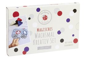 Wachsmal Kreativ-Set 'Fahrzeuge' 10-teilig 4 Wachsmaldreiecke | 1 Metallic Wachsmaldreieck | 5 Papierschablonen