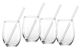 RITZENHOFF & BREKER Gin / -Trinkhalm-Set 8-teilig 4 Longdrinkgläser á 590 ml, 4 Trinkhalme H 20 cm