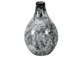 Vase Marble Ø 18 cm, H 25 cm schwarz marmorisiert