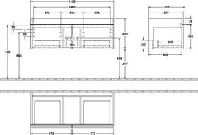 V&B Waschtischunterschrank VENTICELLO 1153x420x502mm Griff Copper Glossy Grey