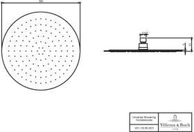 V&B Regenbrause UNIVERSAL SHOWERS Deckenm rd 300x300x51mm 19,5 l/min chr