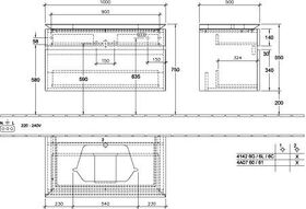 V&B Waschtischunterschrank LEGATO 1000x550x500mm Glossy White