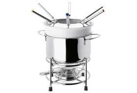 BEKA Fondue Set 'Roma' Inhalt: 6 x farbig markierte Fonduegabeln, 1 x Fonduetopf, 1 x Porzellantopf, 1 x Spritzschutz, 1 x Rechaud, 1 x Pastenbrenner (leer)