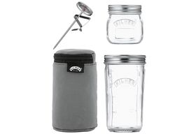 KILNER Joghurt Herstellungsset 1 x Glas mit Deckel 500 ml, 1 x Glas mit Deckel 250 ml, 1 x Neopren-Isolierbeutel, 1 x Thermometer