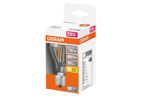 OSRAM LED Tropfenlampe E27 4W Spiegel silber