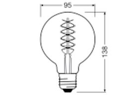 OSRAM LED Filament Globe95 7,8W 360lm E27 1.800K smoky