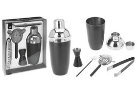 Cocktail-Mixer-Set 5-teilig, Cocktailshaker (500 ml), Cocktaillöffel, Eiszange, Barsieb und Barmaß (2 cl / 4 cl)