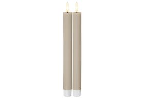 STAR TRADING LED Wachskerze Flamme Stripe 2er Set Batterie Timer beige 25x2,1cm