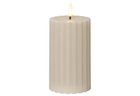 STAR TRADING LED Wachskerze Flamme Stripe Batterie Timer beige 15x7,5cm