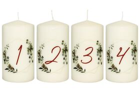 WIEDEMANN Stumpenkerze 'Advent Zahlen 1-4' 4er Set