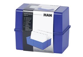 HAN Karteibox DIN A7 quer blau inkl. 100 Karten und A-Z Register