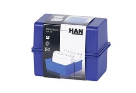 HAN Karteibox DIN A8 quer blau inkl. 100 Karten und A-Z Register