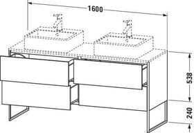 Duravit Waschtischunterbau XSQUARE 1600x778x548mm 4 Au No we sdm ES Ah bds