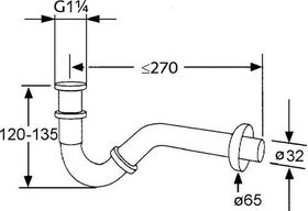 KLUDI Bidet-Röhren-Geruchverschluss G 1 1/4Zollx32mm chr