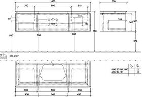 V&B Waschtischunterschrank LEGATO 1400x380x500mm m Be Glossy White