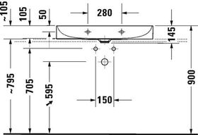 Duravit Waschtisch DURASQUARE o ÜL m HLB geschli 800x470mm 2 HL we WG