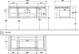 V&B Waschtischunterschrank LEGATO 1200x380x500mm Glossy White