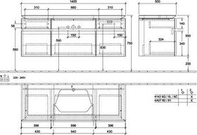 V&B Waschtischunterschrank LEGATO 1400x550x500mm Glossy White