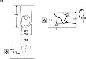 V&B Wand-WC ViCare ti. 360x700mm spülrandl DF we C+