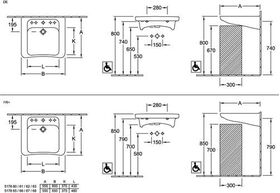 V&B Waschtisch ViCare 650x550mm m ÜL mittl HL du we