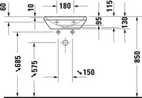 Duravit Handwaschbecken D-NEO 450x335mm o ÜL m HLB o Hahnloch weiß WG