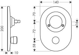 HG Umrüstset Wannenmischer Unterputz, Lochabstand 72mm satinox