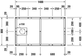 Duravit Fußgestell für Duschwanne Tempano 1400x800mm