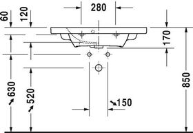 Duravit Möbel-WT DURASTYLE COMPACT m ÜL HLB 785x400mm 1 Hahnloch weiß