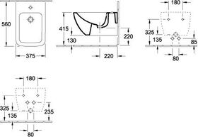 V&B Wand-Bidet VENTICELLO 560x375mm, mit ÜL stone white C+