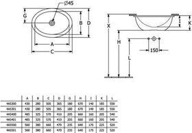 V&B Unterbauwaschtisch LOOP & FRIENDS ohne ÜL, ov 430x285mm we