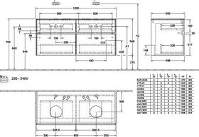 V&B Waschtischunterschrank COLLARO 120x54,8x50cm m LED-B. White Wood