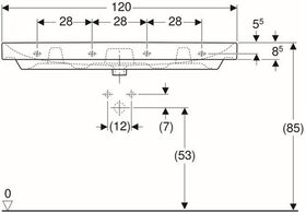 Geberit Waschtisch SMYLE Square o Hahnloch mit Überlauf 1200x480mm weiß