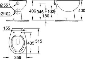 GROHE Stand-Tiefspül-WC Bau Keramik spülrandl awe - VPE: 12