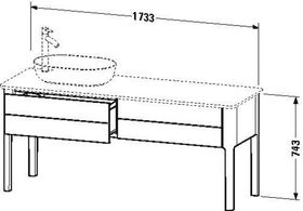 Duravit Waschtischunterbau LUV 743x1388x570mm Be links weiß seidenmatt