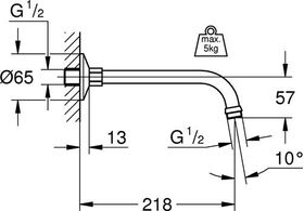 Grohe Brausearm RELEXA Ausldg 218mm chr