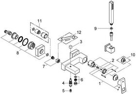 Grohe Einhand-Wannenbatterie EUROCUBE 1/2Zoll m Brausegarnitur chr