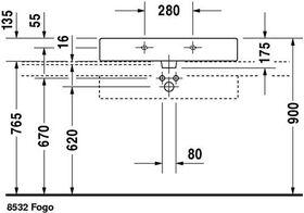 Duravit Waschtisch VERO m ÜL HLB 800x470mm geschli 1 HL weiß