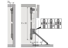 Klappenhalter Klassik D m.Magnet-Zuhaltung STA vern.re.L.290mm HETTICH