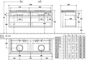 V&B Waschtischunterschrank LEGATO 1400x550x500mm Glossy White