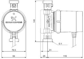 Grundf Zirkulationspumpe COMFORT 230 V, G 1Zoll, 140mm UP 15-14 BX PM