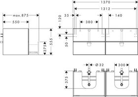 HG Waschtischunterschrank Xevolos E 1370x555x550mm Ko mweiß Fr eiche deunkel