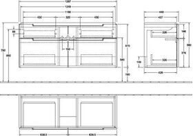 V&B Waschtischunterschrank SUBWAY 2.0 1287x590x449mm Glossy Grey