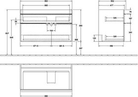 V&B Waschtischunterschrank VENTICELLO 953x590x502mm Griff chr Glossy Grey