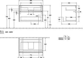 V&B Waschtischunterschrank COLLARO 800x548x500mm WT mttg m LED-B. glos. w