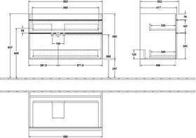 V&B Waschtischunterschrank VENTICELLO 953x590x502mm Griff chr Glossy Grey